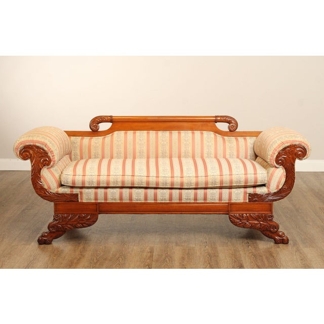 Antique American Empire Style Carved Mahogany Sofa For Sale - Image 9 of 12
