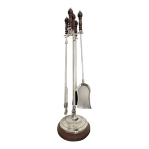 Italian Die-Cast Brass 5-Piece Fireplace Tool Set