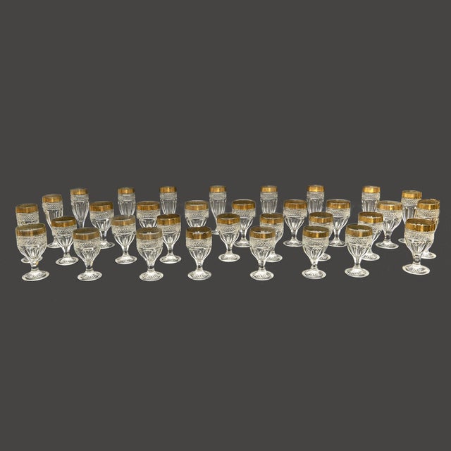 Mid-Century Crystal Glasses in the style of Saint Louis, 1950s, Set of 33 For Sale - Image 15 of 15