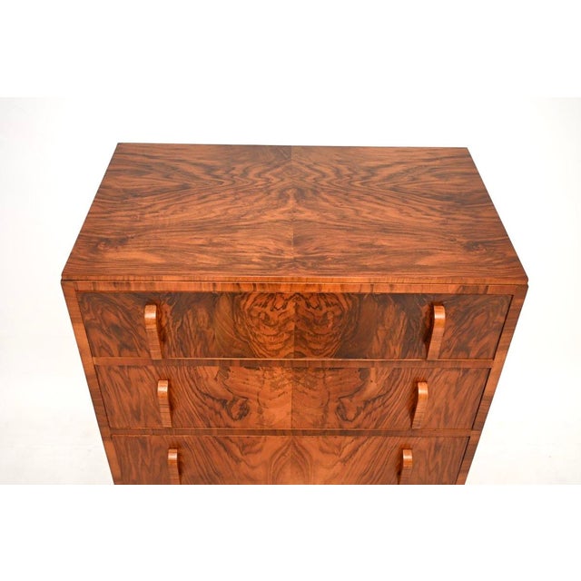Brown Art Deco Figured Walnut Chest of Drawers, 1930s For Sale - Image 8 of 11