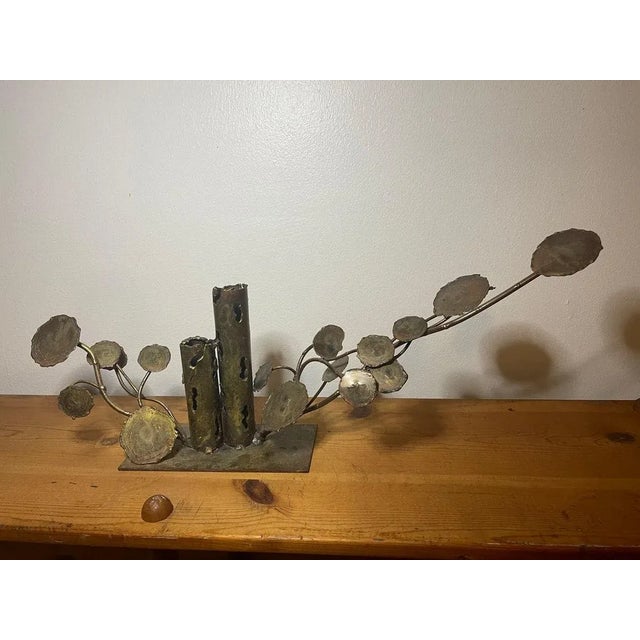 Mid-Century Modern 1970s Vintage Brutalist Mid-Century Modern Brass Sculpture For Sale - Image 3 of 10