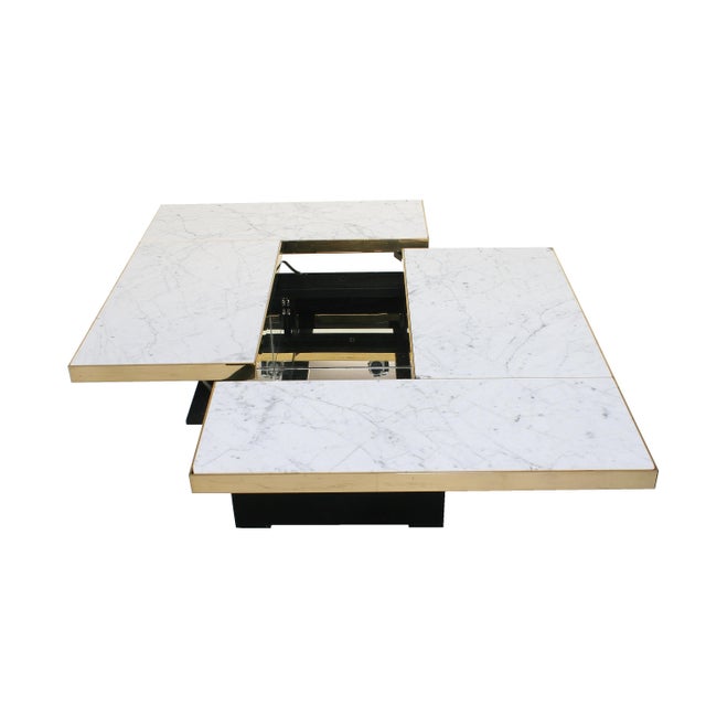 Marble and Brass Hidden Bar Coffee Table by Paul Michel, 1970s For Sale - Image 11 of 13