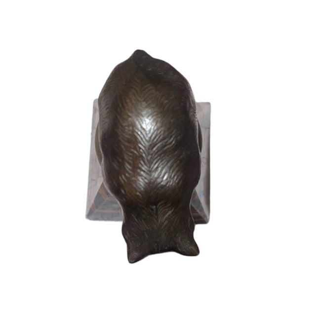 Metal French Art Deco Bronze Bear Sculpture on Marble Base, 1920's. For Sale - Image 7 of 8