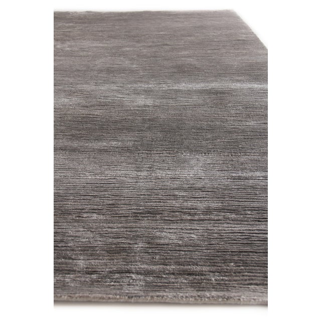 Exquisite Rugs, Maxwell, Hand knotted, Bamboo/Silk, Silver/Dark Silver (8'x10') Area Rug For Sale - Image 4 of 6