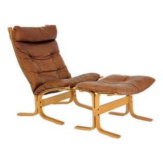 Set of Mid-Century Modern Siesta Lounge Chair with Ottoman by Ingmar Relling for Westnofa Furniture, Norway, 1960s For Sale
