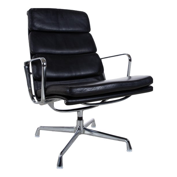 Vitra Ea 222 Leather Armchair Black Manual Function For Sale
