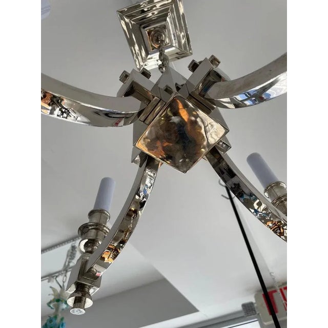 4-Light Chandelier Nickel Plated Georgian Style For Sale - Image 9 of 13