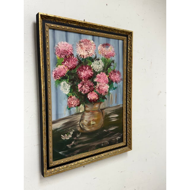 Abstract Expressionism Late 20th Century Floral Oil on Canvas by Unknown Artist, Vintage For Sale - Image 3 of 12