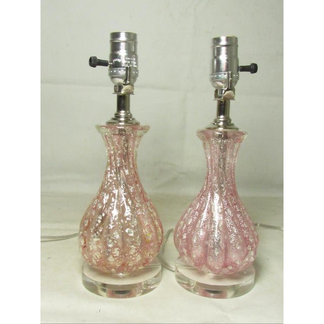 Murano Pair of Murano Art Glass Lamps For Sale - Image 4 of 14
