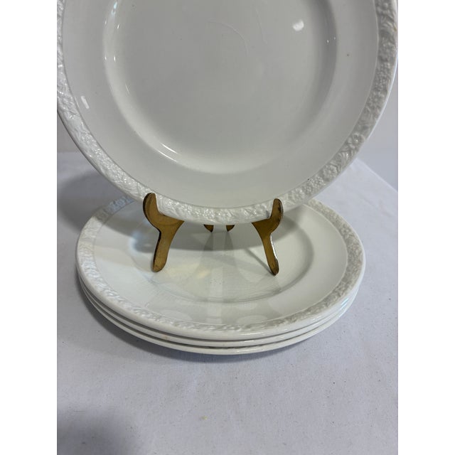 Vintage Wedgwood Salad Plates Set of 4, Embossed Floral Rim, England For Sale - Image 10 of 11
