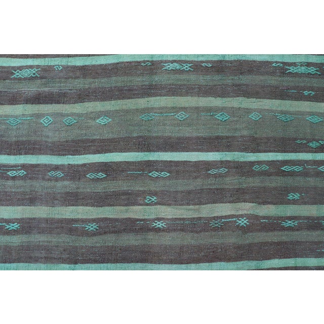 Early 20th Century Vintage Turkish Kilim Rug With Brown and Turquoise Accents For Sale - Image 5 of 10