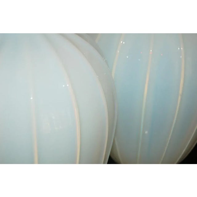 Archimede Seguso 1950s Italian Marbro Murano White Opaline Glass Lamps - a Pair For Sale - Image 4 of 10