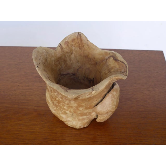 Tan Hand Carved Burl Wood Jug, 1970s For Sale - Image 8 of 12