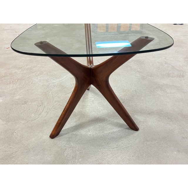 Craft Associates Refinished Adrian Pearsall Walnut and Glass Jacks Guitar Pick End Table For Sale - Image 4 of 6
