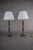 Brown Vintage Turned Wood Table Lamps with Pleated Shades, France, 1970s, Set of 2 For Sale - Image 8 of 12