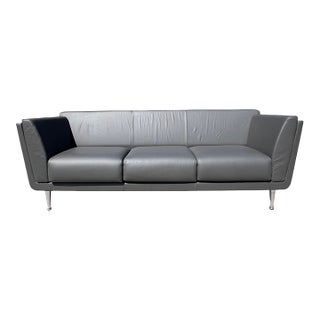 Mid Century Modern Herman Miller Mark Goetz Walnut and Leather Sofa 2017 Production For Sale