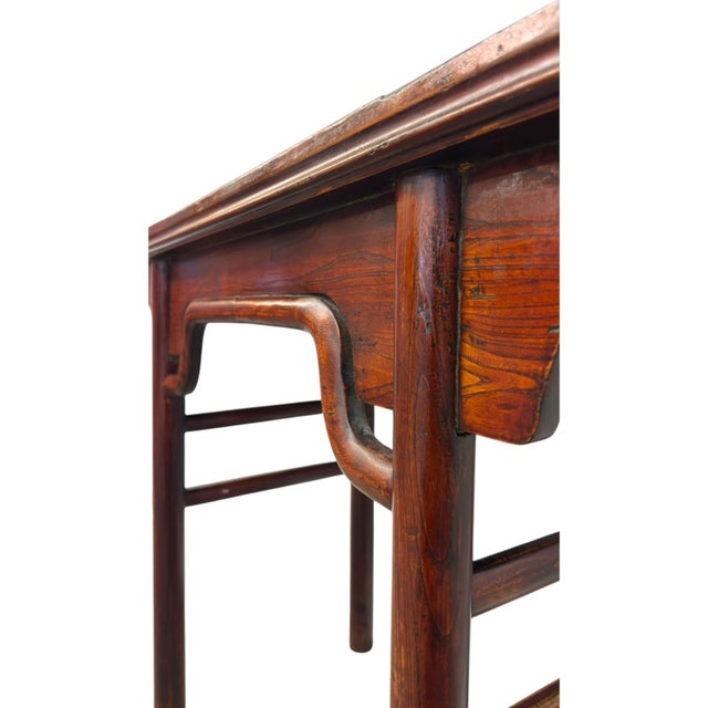 1970s Traditional Chinese Style Dark Wood Console Table With Camel-Hump Apron. For Sale In Seattle - Image 6 of 7