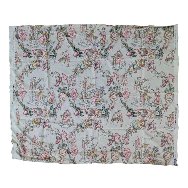 1.27 yards of Chinoiserie Toile Fabric 46" Length x 53" Width
