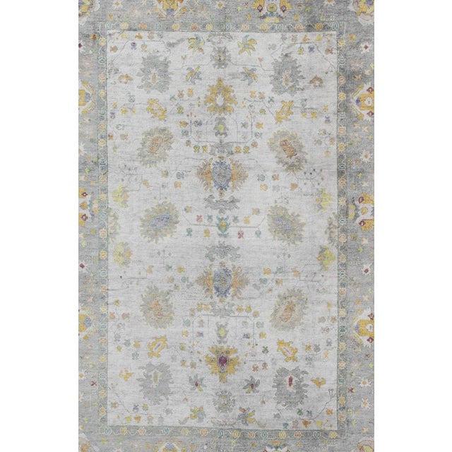 Keivan Woven Arts Turkish Oushak Rug in Gray Border 10'2 X 14' For Sale - Image 4 of 10