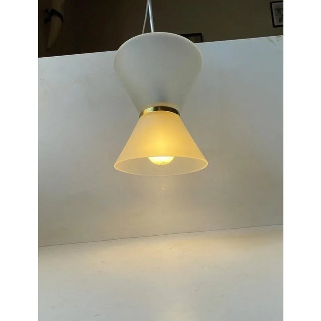 Modern Modernist Danish Diablo Frosted Glass Hanging Lamp, 1970s For Sale - Image 3 of 7