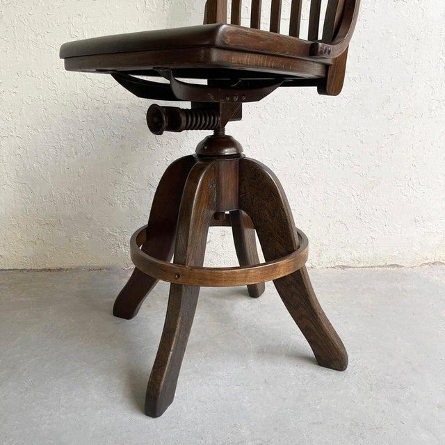 American 1940s Oak Craftsman Architect Drafting Stool For Sale - Image 3 of 12