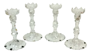 Rare Set of Four Georgian Irish Cut Glass Pagoda Candlesticks, Circa 1810