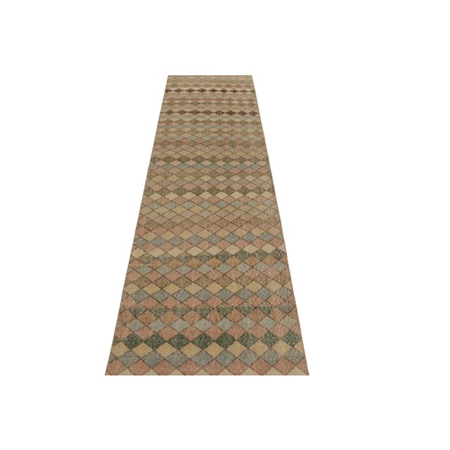 Rug & Kilim Vintage Turkish Runner, Brown With Multicolor Geometric Design - Rug & Kilim For Sale - Image 4 of 8