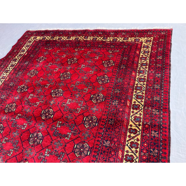 Vintage Afghan Khal Mohammadi Turkmen Gul Rug - 5'10" X 4'4" For Sale - Image 4 of 12