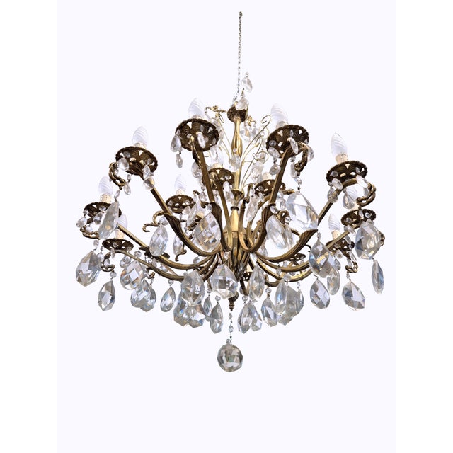 Eighteen-Light King Umberto of Savoy Chandelier in Bronze and Crystal, 1890s For Sale - Image 3 of 14