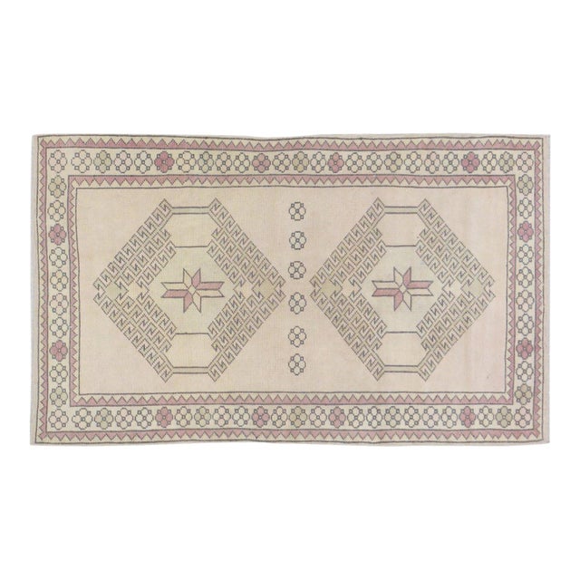 Vintage Turkish Anatolian Hand Knotted Wool Rug, 3'4''x5'7'' For Sale