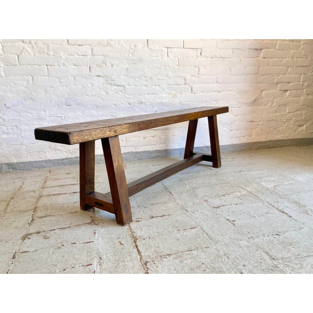Rustic Italian Oak Bench, 1940s For Sale - Image 3 of 14