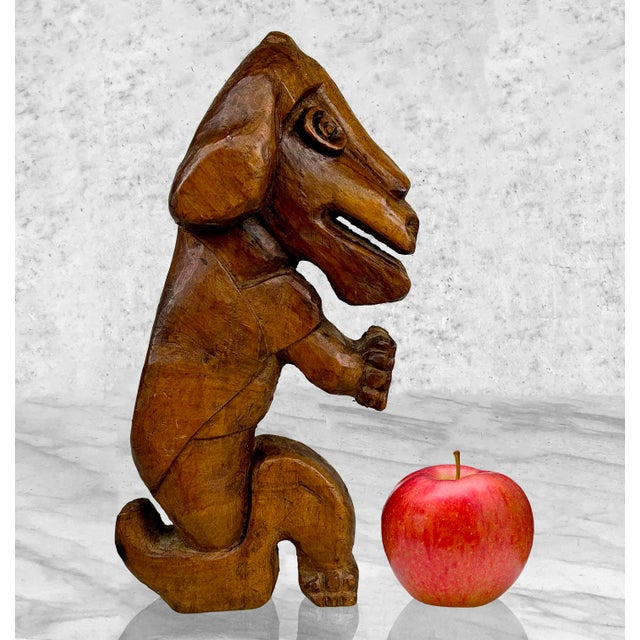 Primitive Carved Wood Dog (or Monkey) Sculpture, c. ??? - Pairs Nicely with Many Traditional & Eclectic Interior Styles -...