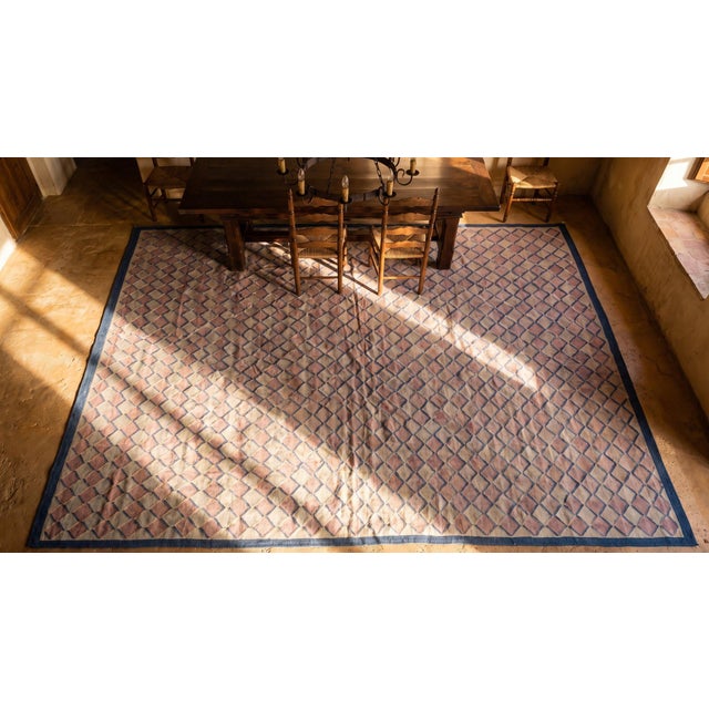 Textile Striking Raspberry Pink Diamond Pattern Dhurrie Style Antique Indian Cotton Rug For Sale - Image 7 of 8