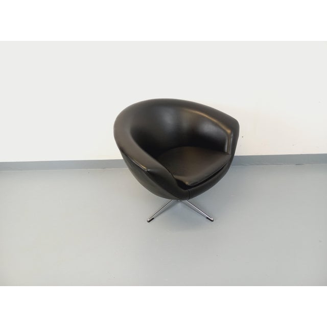 Vintage Scandinavian Swivel Chair in Imitation Leather and Chrome, 1970s For Sale - Image 4 of 16