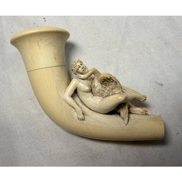 The antique 19th century goddess Nemesis and Zeus goose hand carved meerschaum smoking pipe is a very collectible museum...