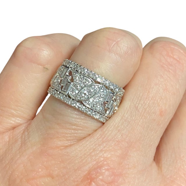 Metal Vintage Platinum Diamond Eternity Band, Size 7 For Sale - Image 7 of 7