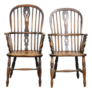 Set of Antique English Highback Windsor Dining Room Chairs