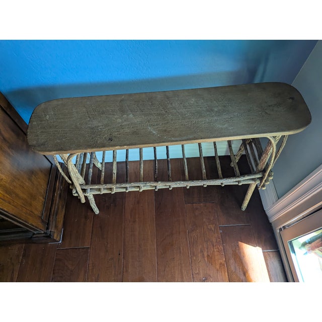 Rustic Mid 20th Century Adirondack Handmade Twig and Birch Wood Entry Table For Sale - Image 3 of 10