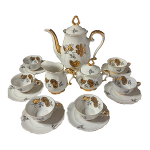 Mid 20th Century Porcelain Coffee Service Gold Rim Bareuther Waldsassen Bavaria-Germany 24k Gold - 15 pcs