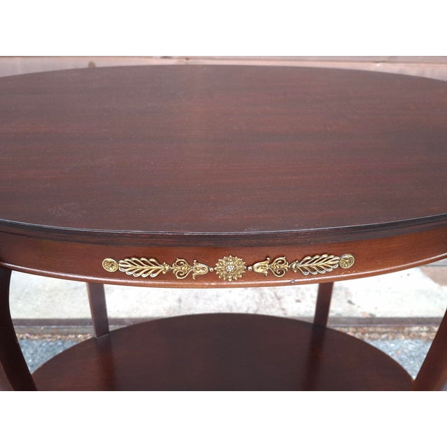 Early 20th Century Early 20th C. Refinished French Regency Mahogany Tiered Tea Side Table With Brass Accents For Sale - Image 5 of 13