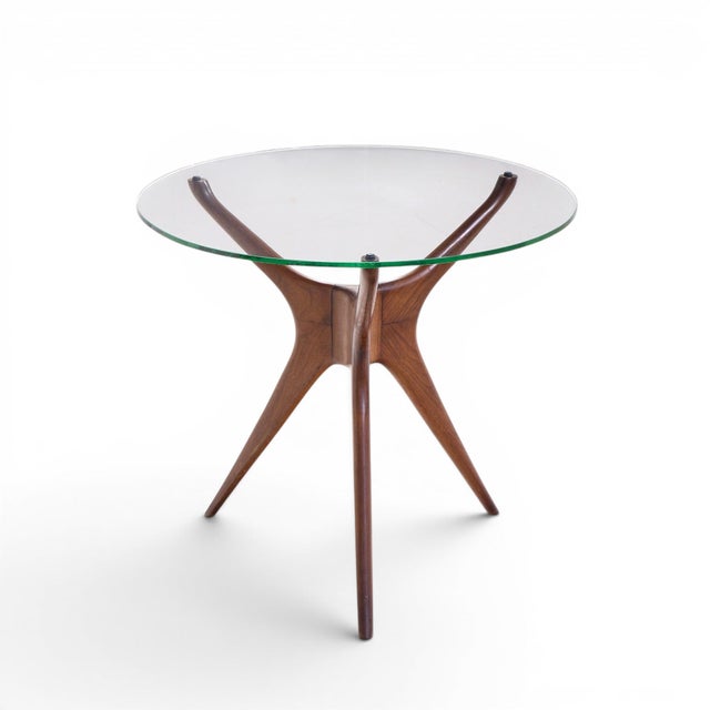 Kagan-Dreyfuss, Inc. Vladimir Kagan for Dreyfuss Mid Century Walnut Tri-Symmetric Sculptural Side Tables - Pair For Sale - Image 4 of 11