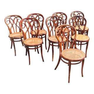 19th Century Bistro Chairs in the style of Thonet, 1890s, Set of 8 For Sale