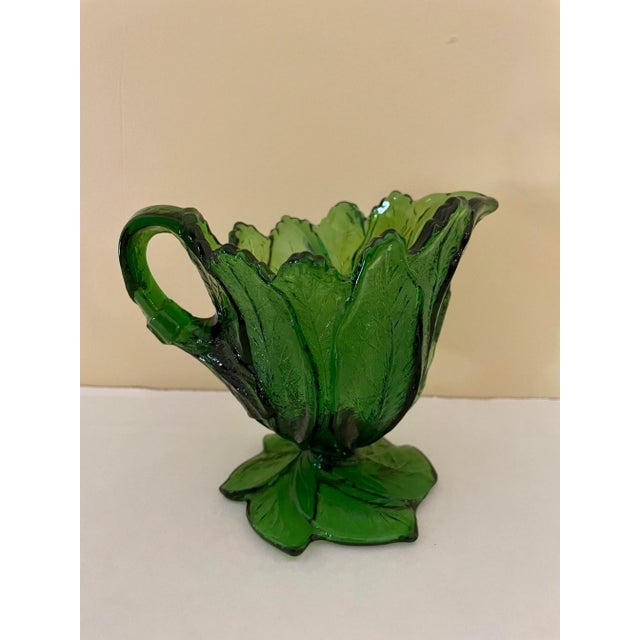 Late 20th Century Vintage Summit Art Glass Creamer and Sugar Set in Everglade Pattern- 2 Pieces For Sale - Image 5 of 8