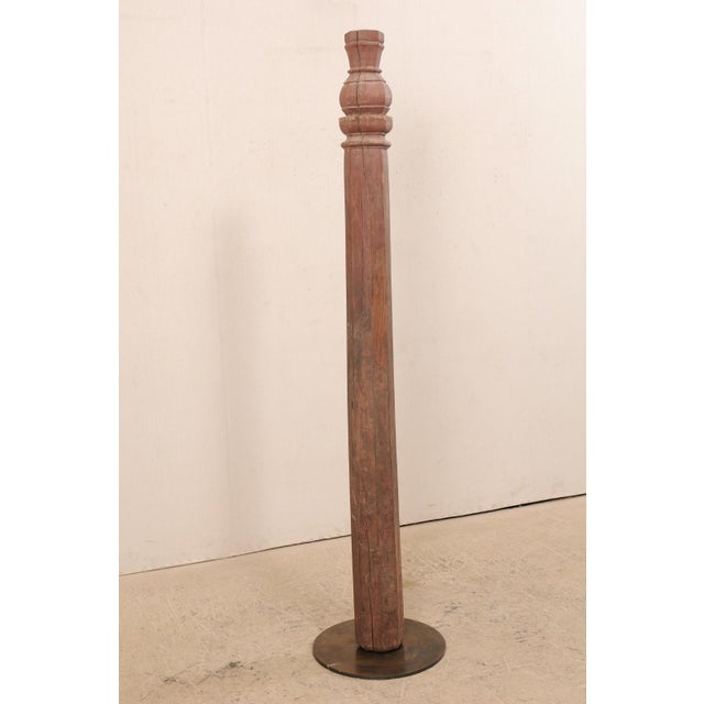 English 19th Century British Colonial Carved Wood Column on Stand For Sale - Image 3 of 10