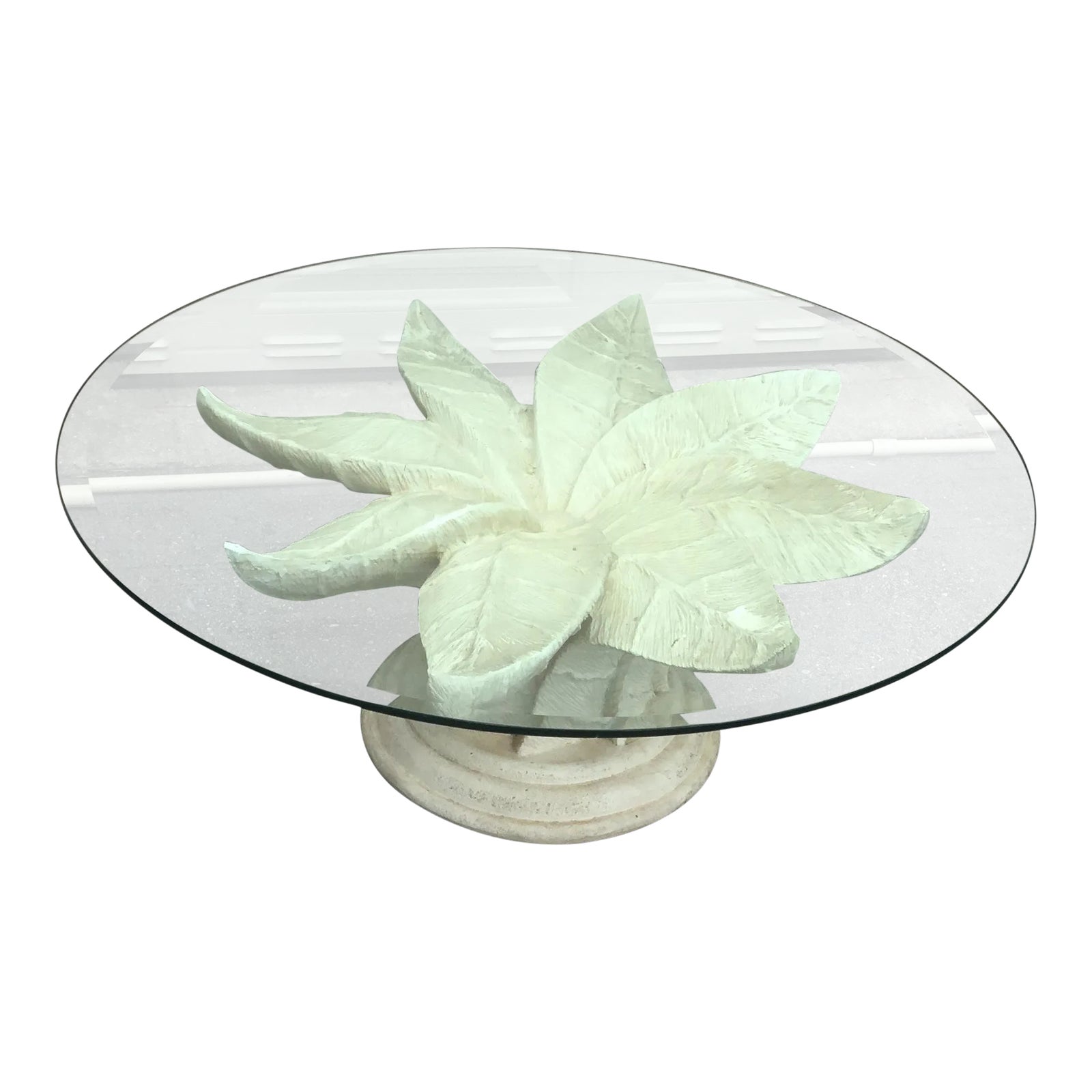 Vintage Flower Coffee Table With Glass Top Chairish