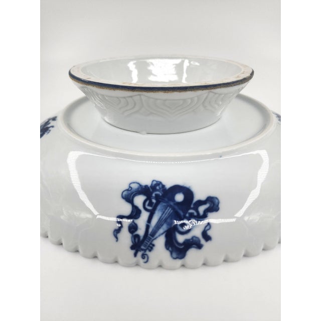 Late 20th Century Hand-Painted Bat Trang Blue & White Porcelain Pedestal Serving Dish With Dragon Motif For Sale - Image 11 of 13