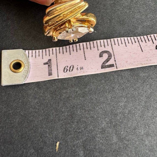 Vintage 18k Gold Electroplate‎ Cocktail Ring Marquis Cut Cz Cubic Zirconia 6.5 For Sale - Image 11 of 12