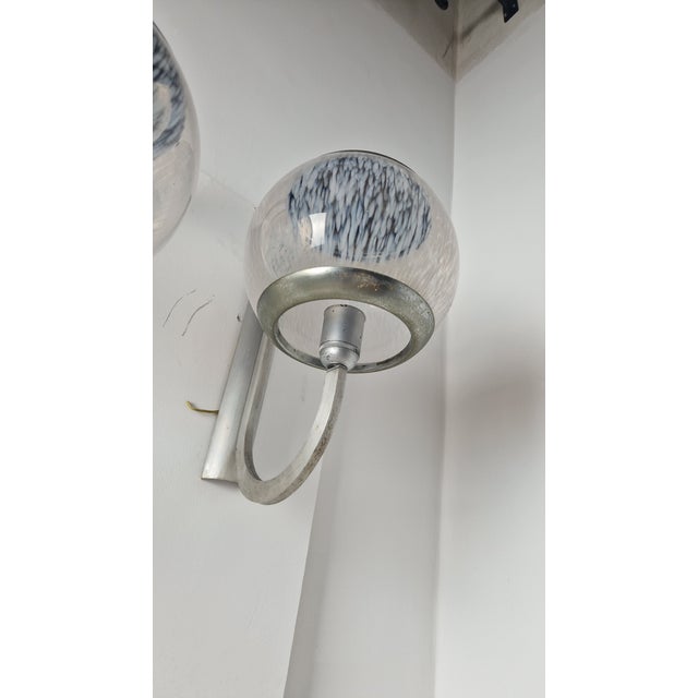 Wall Lamps in Chrome and Shaded Transparent Glass, 1960s, Set of 2 For Sale - Image 11 of 16