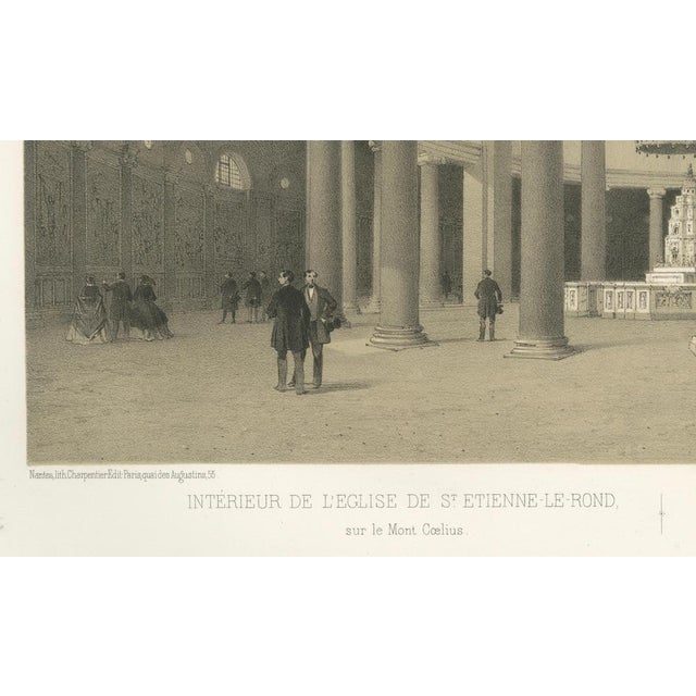 Mid 19th Century After Bayot, Interior of Santo Stefano Rotondo, Rome, 1869, Lithograph For Sale - Image 5 of 9