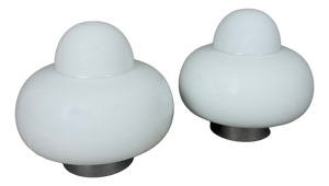 Space Age UFO Table Lamps in White Murano Glass, 1970s, Set of 2